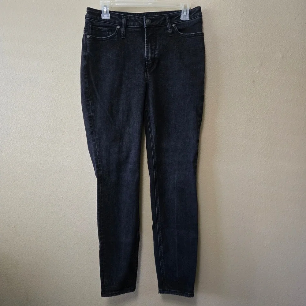 Silver Jeans Co High Note Skinny Black Raw Hem Jeans W30 L29
